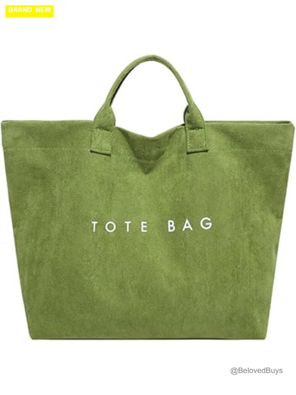 Large Suede Tote Bag with Letter Print for Work Travel